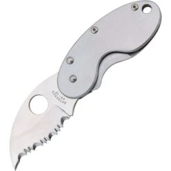 Spyderco 29S Cricket Serrated Framelock Folding Pocket Knife With Brushed Stainless Handles