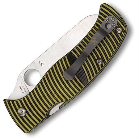 Spyderco 217GSSF Caribbean Compression Sheepsfoot Blade Knife With Black And Yellow Grooved G10 Handle 2 Spyderco 217GSSF Caribbean Compression Sheepsfoot Blade Knife With Black And Yellow Grooved G10 Handle - Image 2