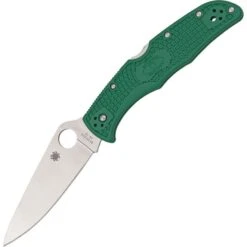 Spyderco 10FPGR Endura 4 Lockback Folding Pocket Knife With Vibrant Green Fiberglass Reinforced Nylon Handles
