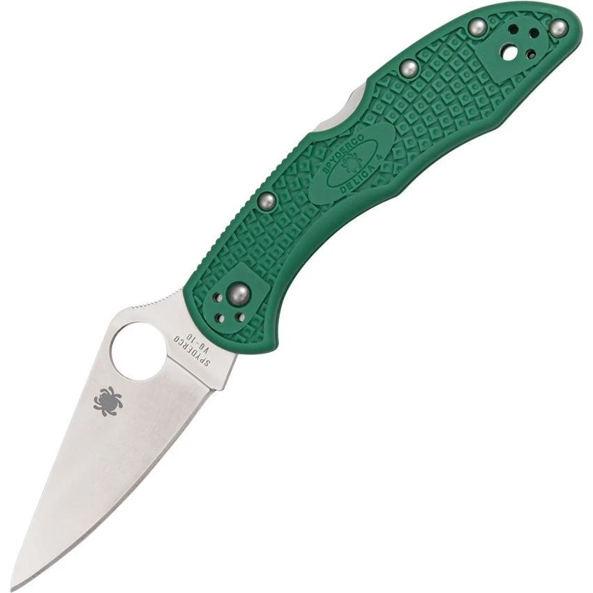 Spyderco 11FPGR Delica Lockback Folding Pocket Knife With Green Fiberglass Reinforced Nylon Handles 1 Spyderco 11FPGR Delica Lockback Folding Pocket Knife With Green Fiberglass Reinforced Nylon Handles