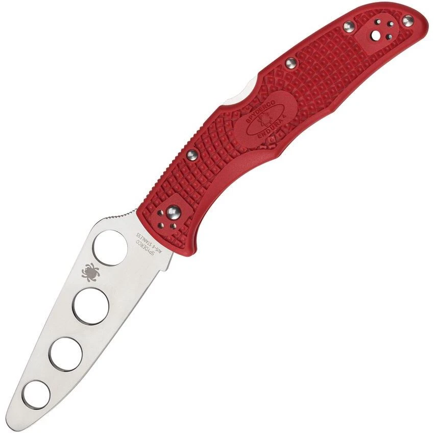 Spyderco 10TR Endura 4 Trainer Lockback Folding Stainless Blade Pocket Knife With Red FRN Handles 1 Spyderco 10TR Endura 4 Trainer Lockback Folding Stainless Blade Pocket Knife With Red FRN Handles