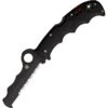 Spyderco 79PSBBK Partially Serrated Blade Lockback Folding Pocket Knife With Black Checkered FRN Handles