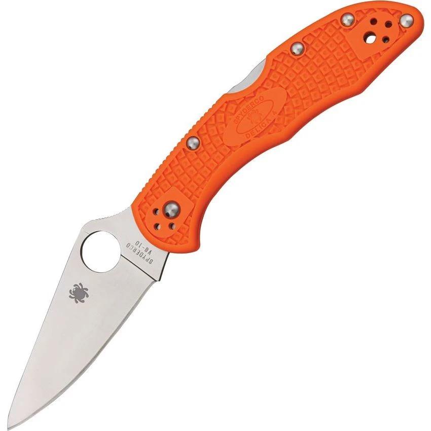 Spyderco 11FPOR Delica Flat Ground Lockback Folding Pocket Knife 1 Spyderco 11FPOR Delica Flat Ground Lockback Folding Pocket Knife