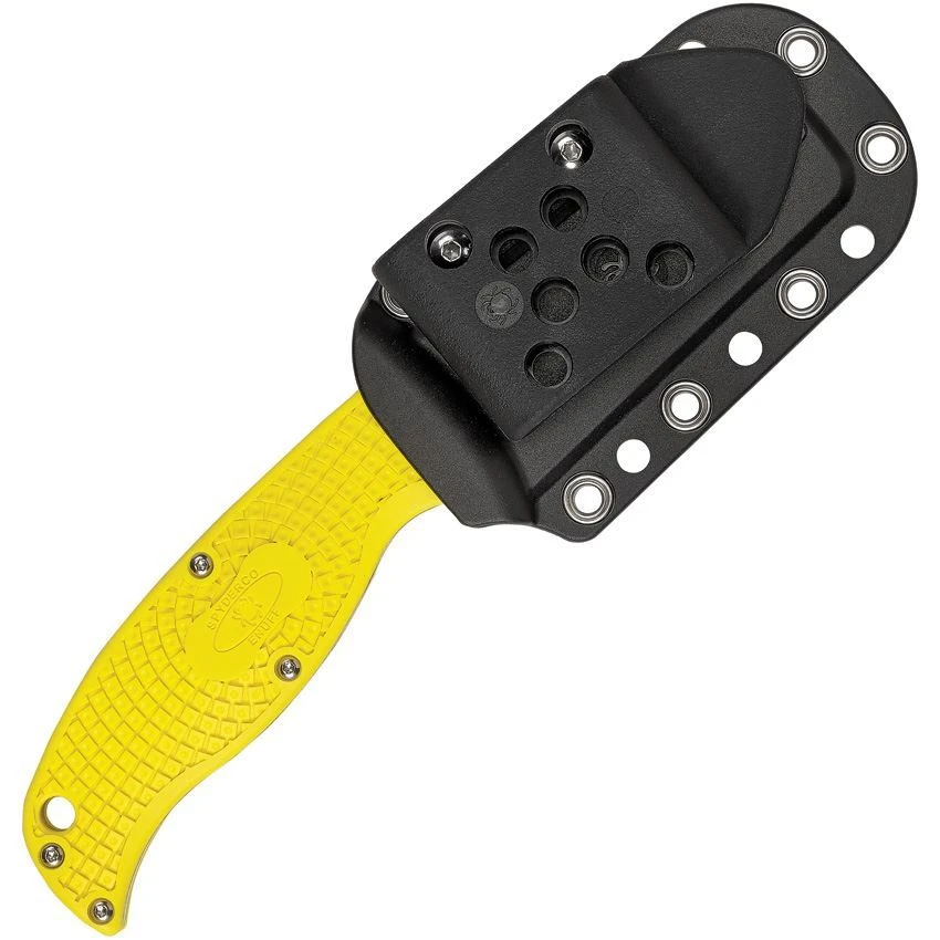 Spyderco FB31SYL Enuff Salt Steel Serrated Edge Sheepsfoot Fixed Blade Knife With Yelow FRN Handles 2 Spyderco FB31SYL Enuff Salt Steel Serrated Edge Sheepsfoot Fixed Blade Knife With Yelow FRN Handles - Image 2
