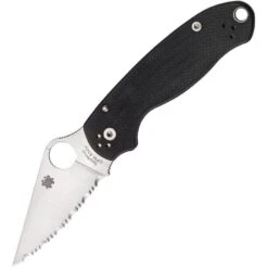 Spyderco 223GS Para 3 Satin Finish Blade Lockback Folding Pocket Knife With Black G10 Handle