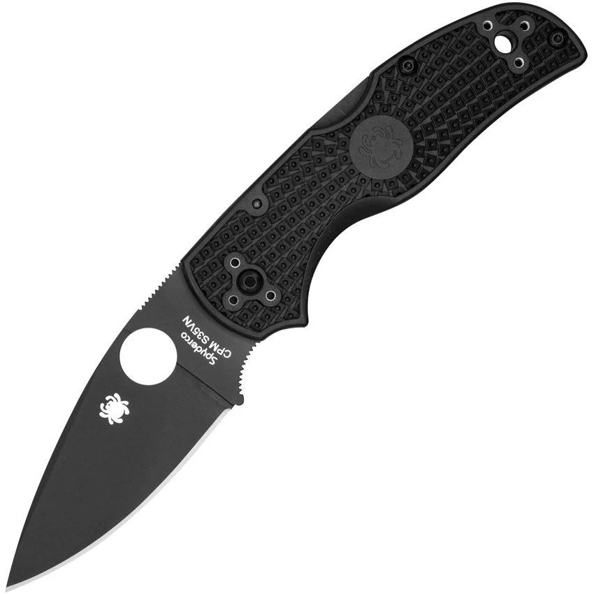 Spyderco 41PBBK5 Native 5 Lockback Plain Stainless Blade Knife With Black Textured FRN Handle 1 Spyderco 41PBBK5 Native 5 Lockback Plain Stainless Blade Knife With Black Textured FRN Handle